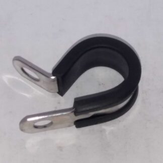 16 mm Leidingbeugel RVS met Rubber manchet voor 15 mm koperen gasleiding.