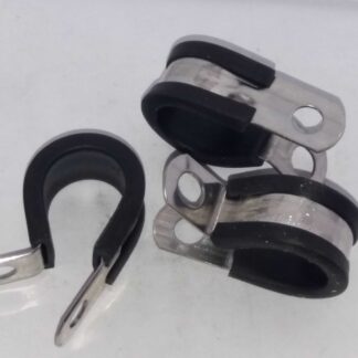 11 mm RVS Leidingbeugel met rubber manchet voor 10 mm koperen gasleiding.