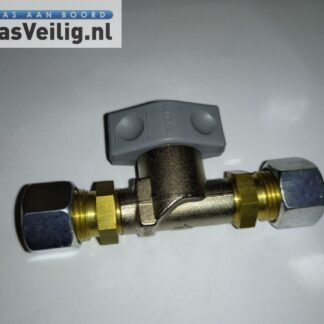 Snelsluitkraan / Afsluiter 12 x 12 mm Chroom vernikkeld.