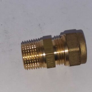 Messing rechte knelkoppeling 12mm x 3/8 buitendraad