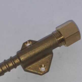 Messing 8 mm knelkoppeling x 8mm slangtule op plaat